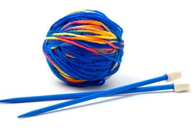 Knitting needles and yarn 