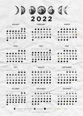 Lunar 2022 Calendar Moon Calendar 2022 Poster' Poster By Moon Calendar Studio | Displate