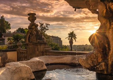 Fountain at sunset Italy