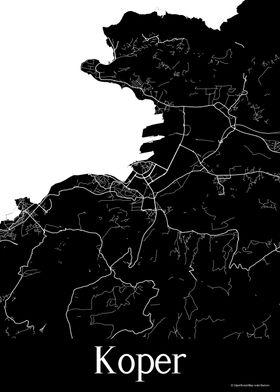 Koper Slovenia Black Map