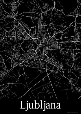 Ljubljana Black Map