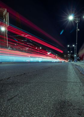 city bus station at night