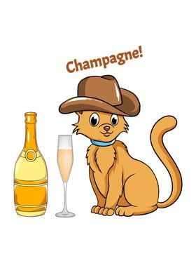 Cute Cat Champagne Lover