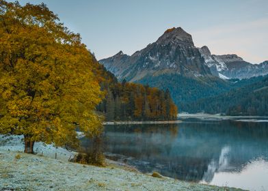 Frosty Swiss Mountain Lake