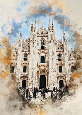 Milano Italy Watercolor
