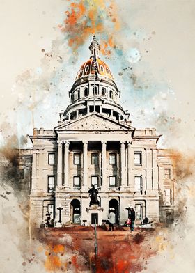 Denver USA Watercolor