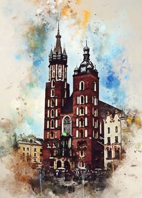Krakow Poland Watercolor