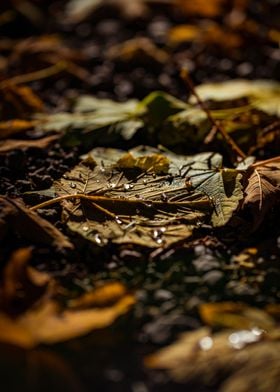 Raindrops on Fall leafs