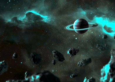 Saturn and Asteroids 