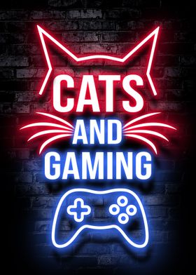 Cats and gaming cat neon