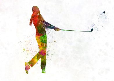 Golf player in watercolor