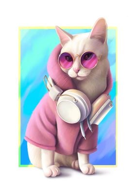 cat in pink hoodie