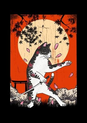 Japanese Samurai Cat Poster By Professionaldesigns Displate