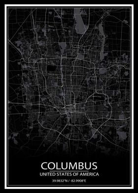 Columbus Black Map