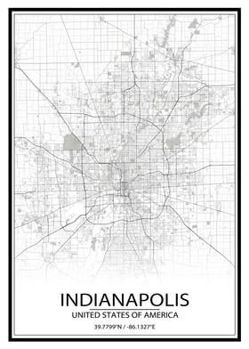 Indianapolis White Map