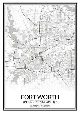 Fort Worth White Map