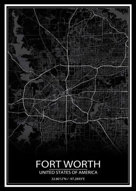 Fort Worth Black Map