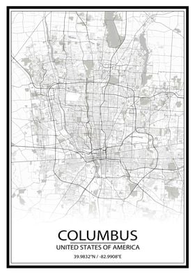 Columbus White Map