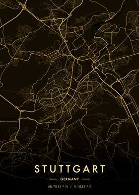 Stuttgart City Map Gold