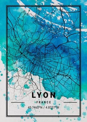 Lyon Antlia Watercolor Map