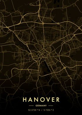 Hanover City Map Gold