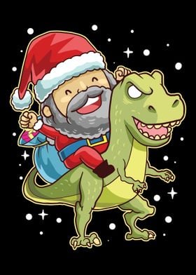 Santa Riding Dinosaur Funn