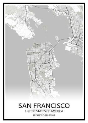 San Francisco White Map