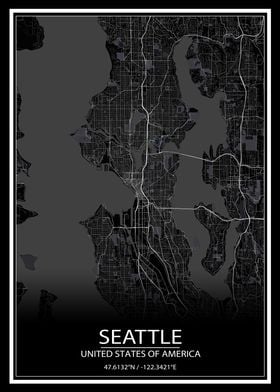 Seattle Black Map