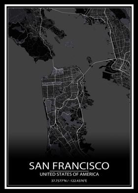 San Francisco Black Map