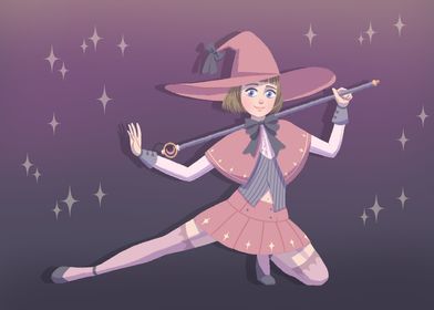 Cute kawaii pink witch