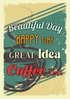 Retro Coffee Quote Poster