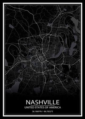 Nashville Black Map