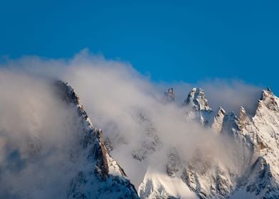 Chamonix cloudy summits