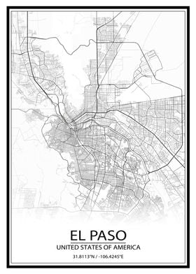 El Paso White Map