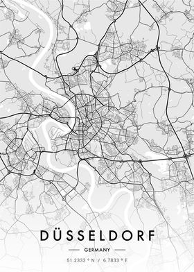 Dusseldorf City Map White