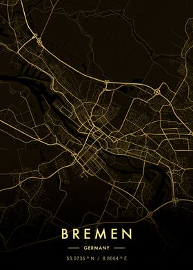 Bremen City Map Gold