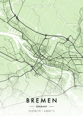 Bremen City Map Green