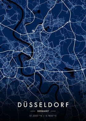 Dusseldorf City Map Blue