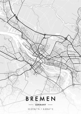 Bremen City Map White
