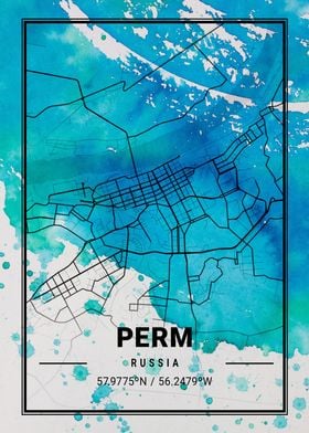 Perm Antlia Watercolor Map