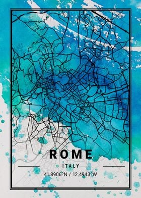 Rome Antlia Watercolor Map