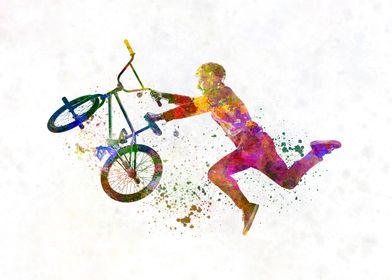 Watercolor bmx cyclist