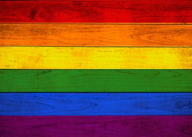 Rainbow flag wooden wall