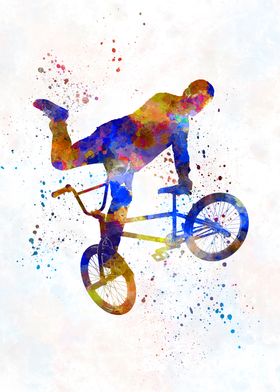 Watercolor bmx cyclist