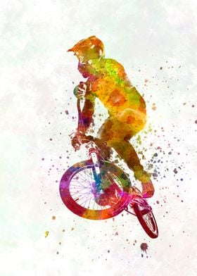 Watercolor bmx cyclist