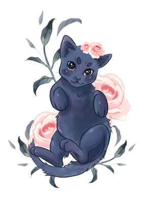 Gattino e fiori