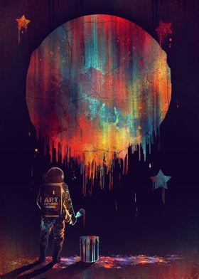 Astronaut painter in space