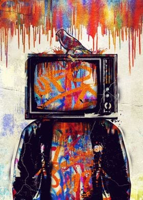 TV Head street art