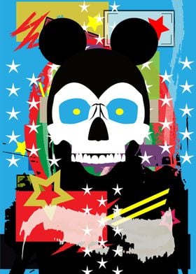 Mouse ears skull pop art 