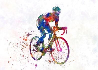 Cyclist in watercolor